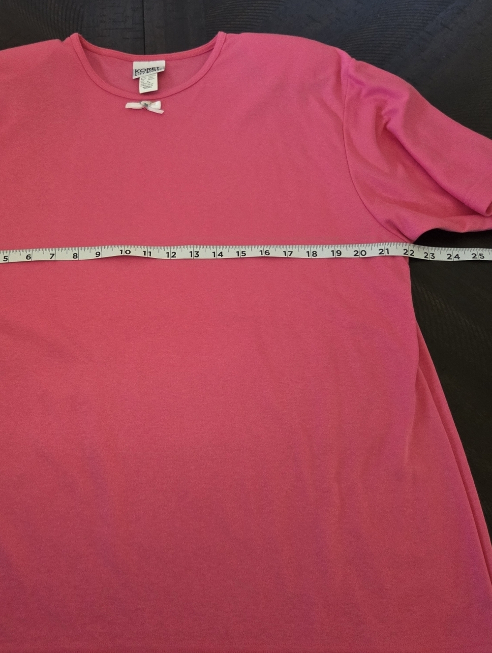 NWT Koret City Blues Hot Pink Short Sleeve Tee Floral Bow Detail XL Vintage - Picture 9 of 11
